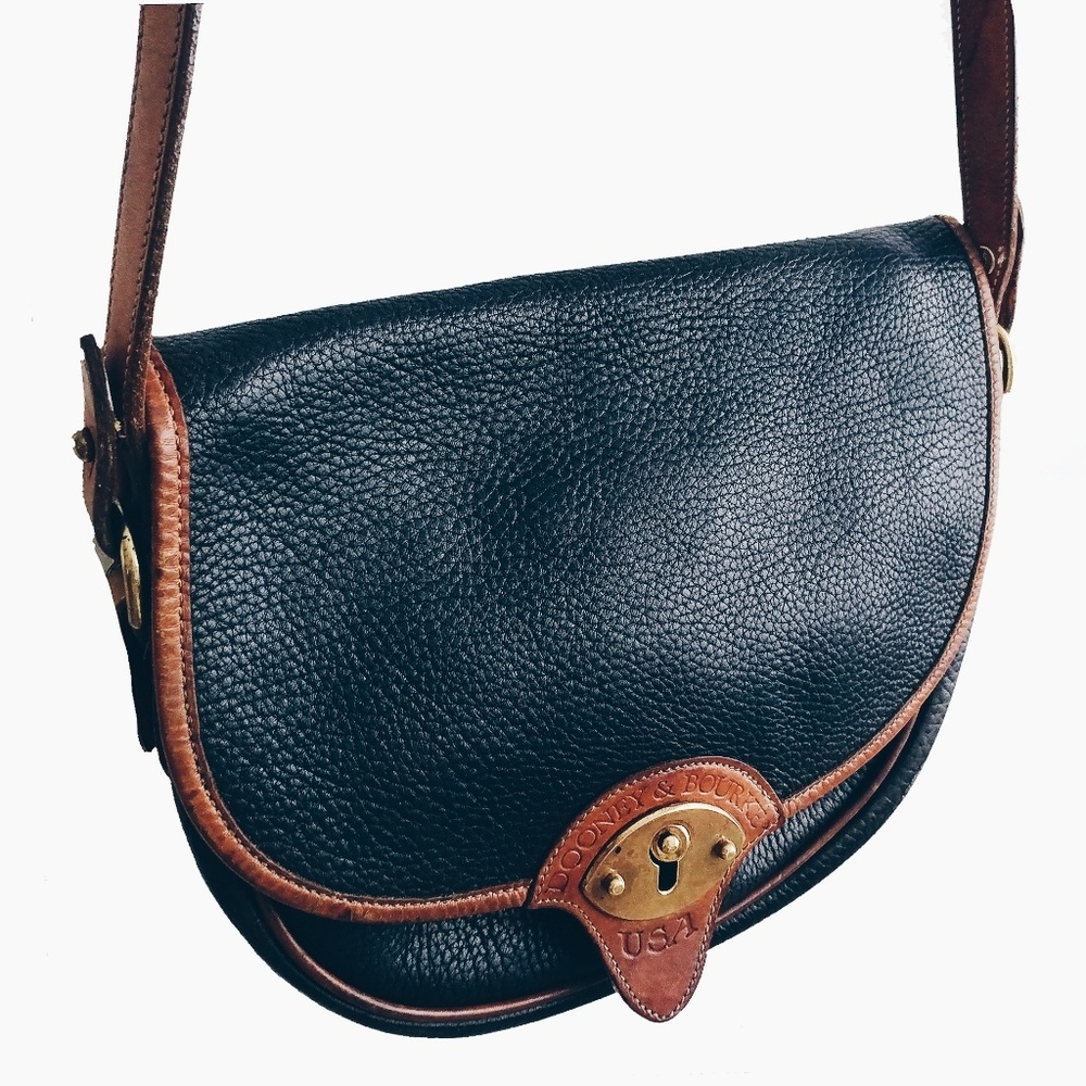 Black leather satchel purse vintage